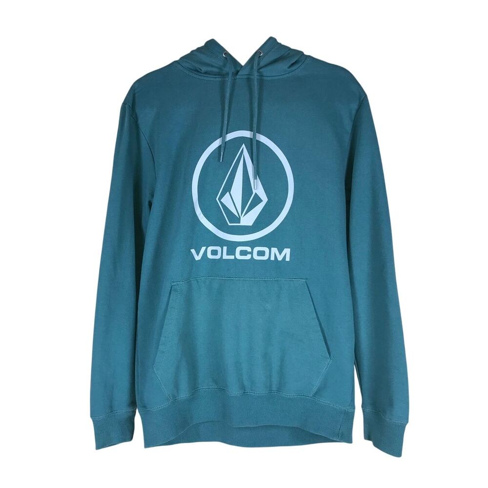 Volcom Stone Hoodie Men’s XL Teal White Logo Pullover Cotton Sweatshirt Casual